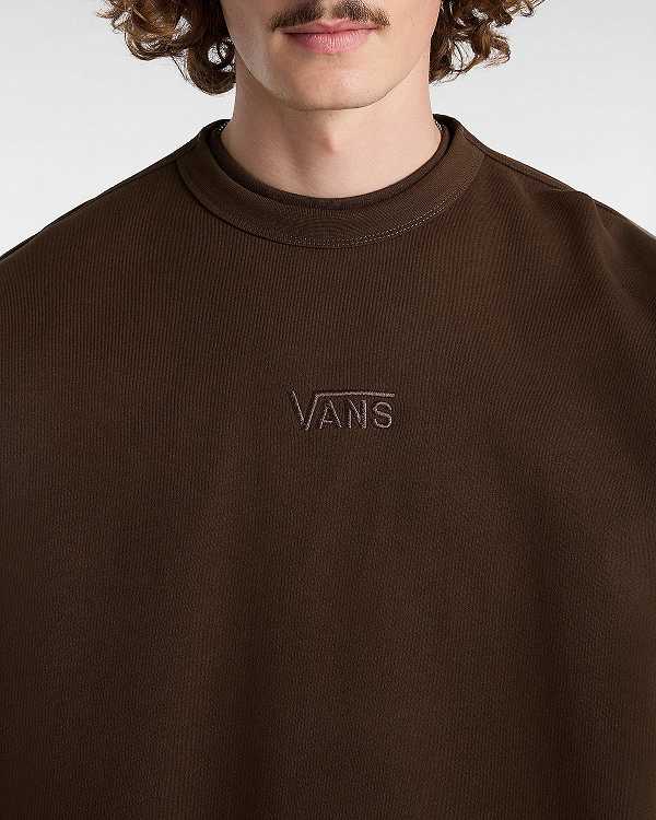 Brown Men Vans Premium Logo Crew Sweatshirt NZ | VN3759142