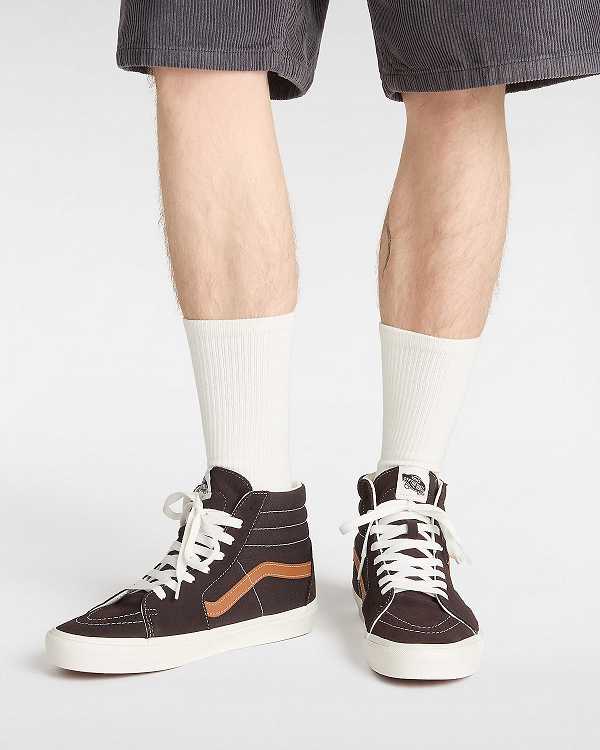 Brown Men Vans Sk8-Hi Skate Shoes NZ | VN4037658