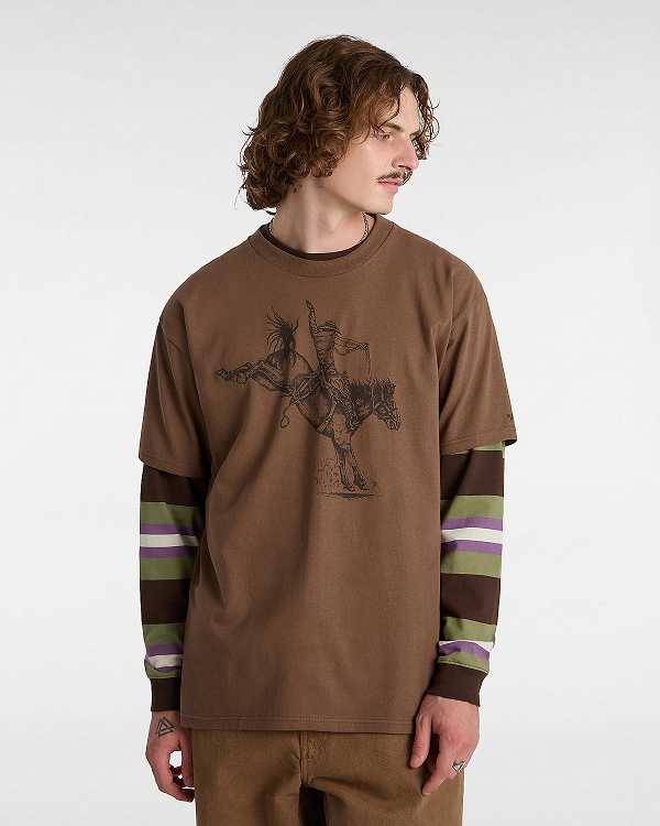 Brown Men Vans Skate Pedro Delfino T Shirts NZ | VN4560328