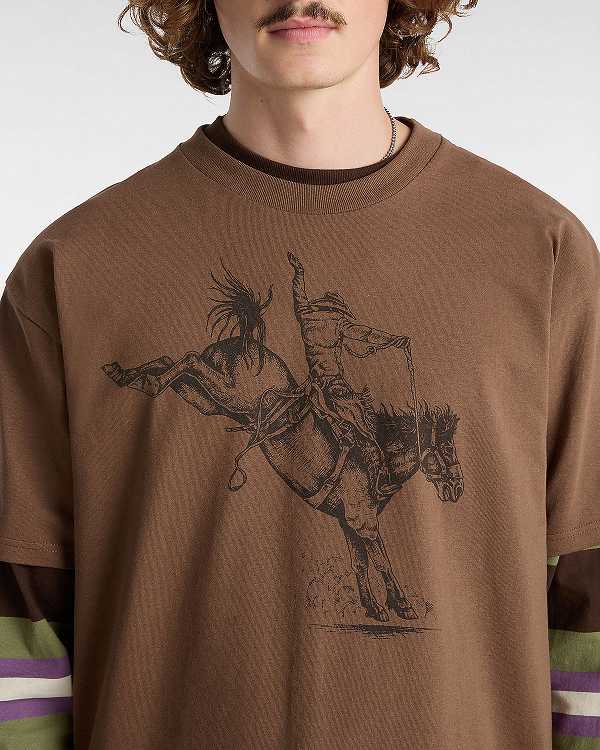 Brown Men Vans Skate Pedro Delfino T Shirts NZ | VN4560328