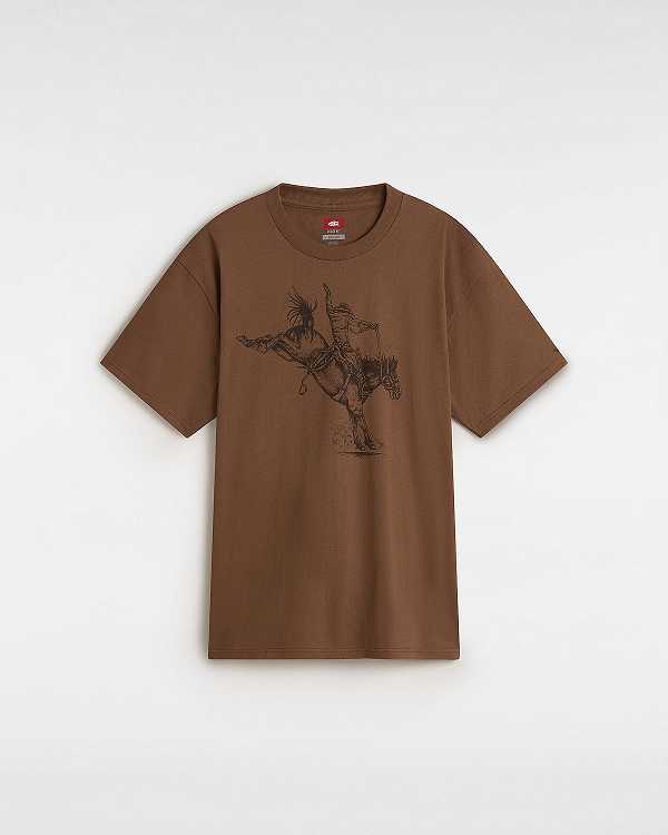 Brown Men Vans Skate Pedro Delfino T Shirts NZ | VN4560328