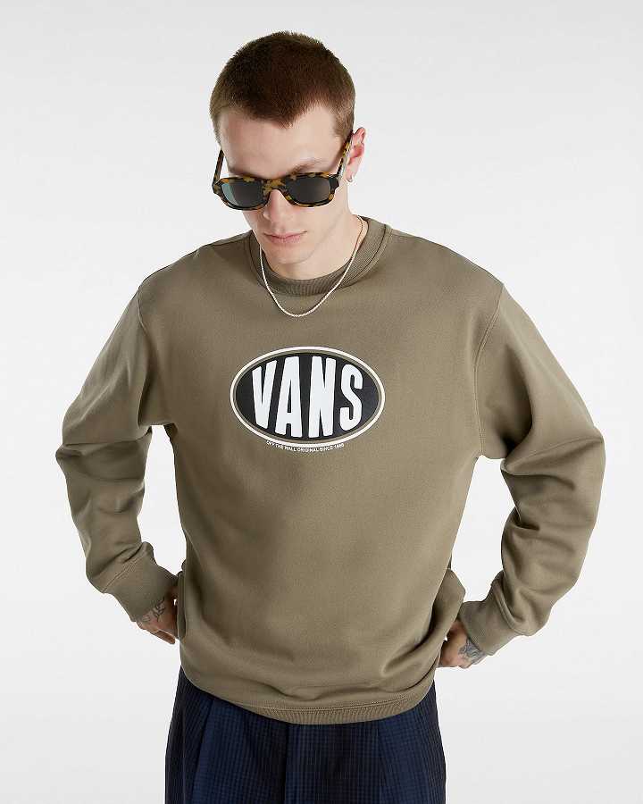 Brown Men Vans Spray On Loose Crew Sweatshirt NZ | VN9748051