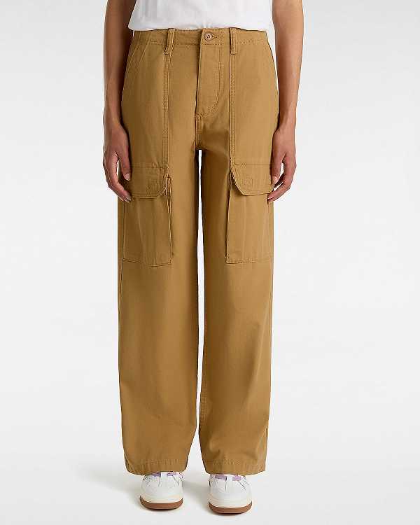 Brown Women Vans Arroyo Wide Leg Cargo Pants NZ | VN2897130