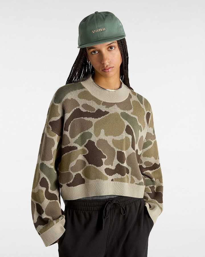 Brown Women Vans Cammile Camo Sweater NZ | VN4610359