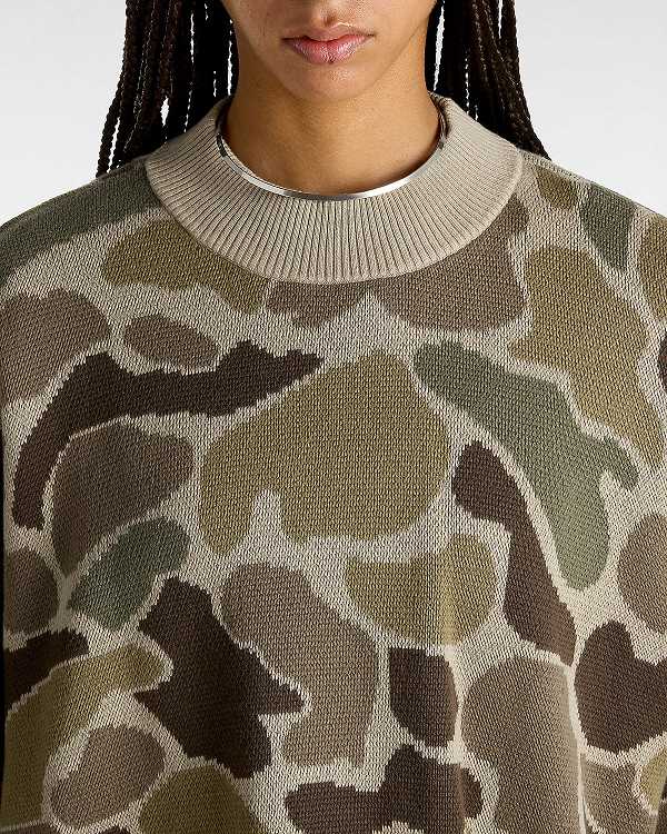 Brown Women Vans Cammile Camo Sweater NZ | VN4610359