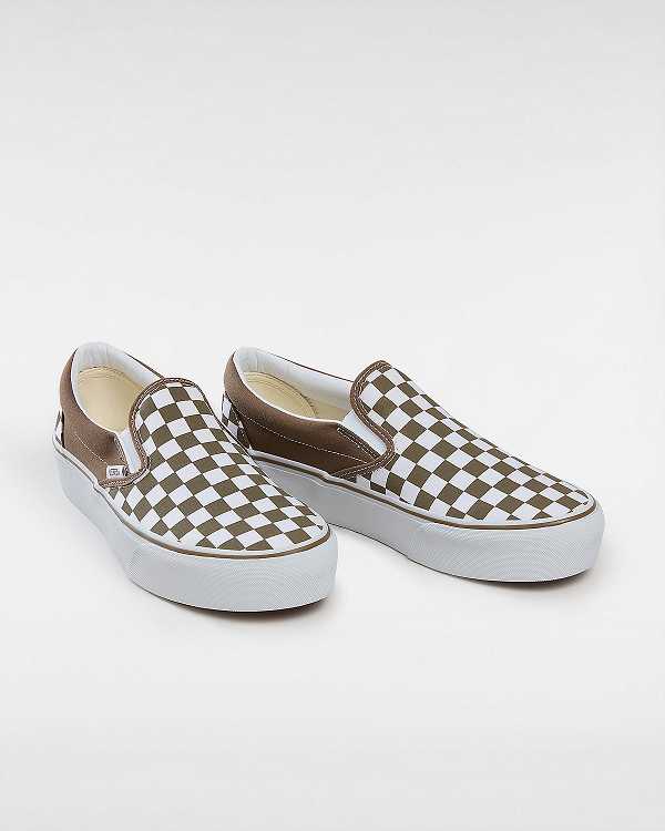 Brown Women Vans Classic Slip-On Platform Shoes NZ | VN5038461