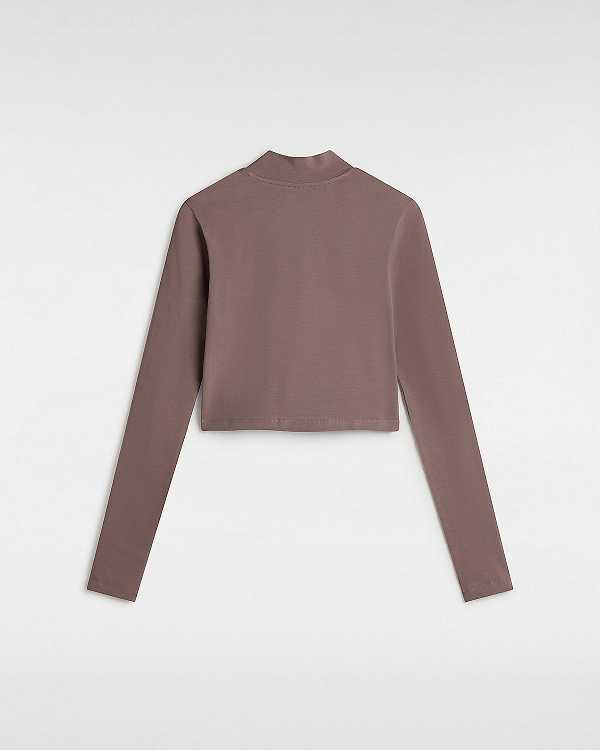 Brown Women Vans Mini Mock Neck Long Sleeve T Shirts NZ | VN2071856