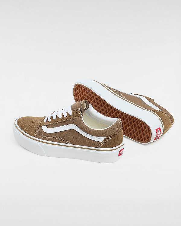 Brown Women Vans Old Skool Platform Shoes NZ | VN7583642