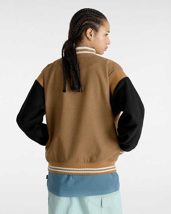 Brown Women Vans Piper Stadium Jacket NZ | VN8206319