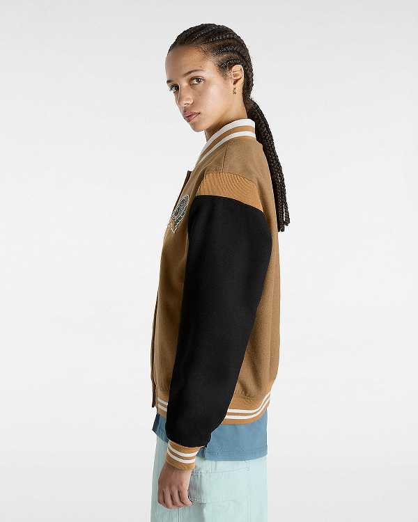 Brown Women Vans Piper Stadium Jacket NZ | VN8206319