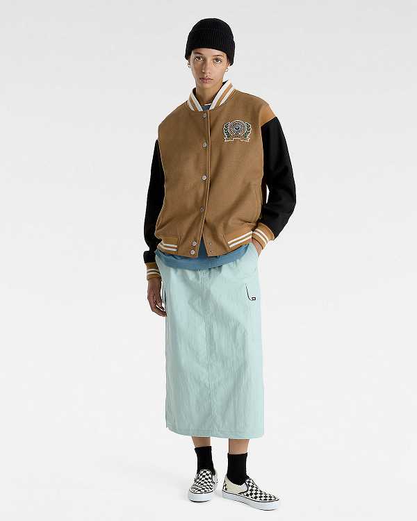 Brown Women Vans Piper Stadium Jacket NZ | VN8206319