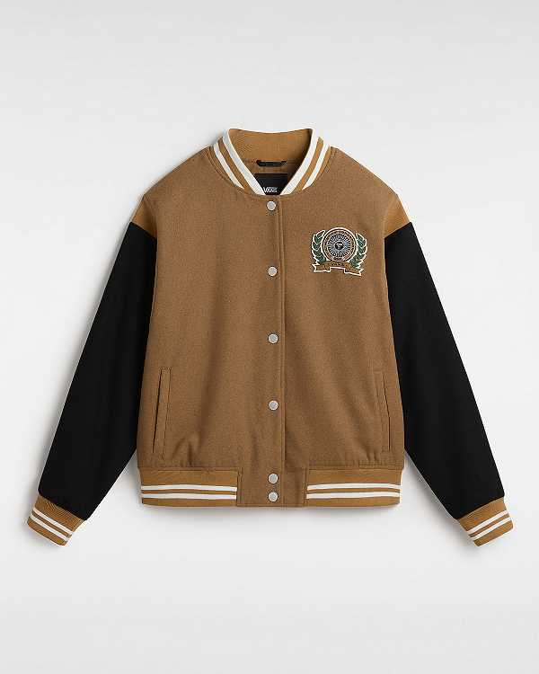 Brown Women Vans Piper Stadium Jacket NZ | VN8206319