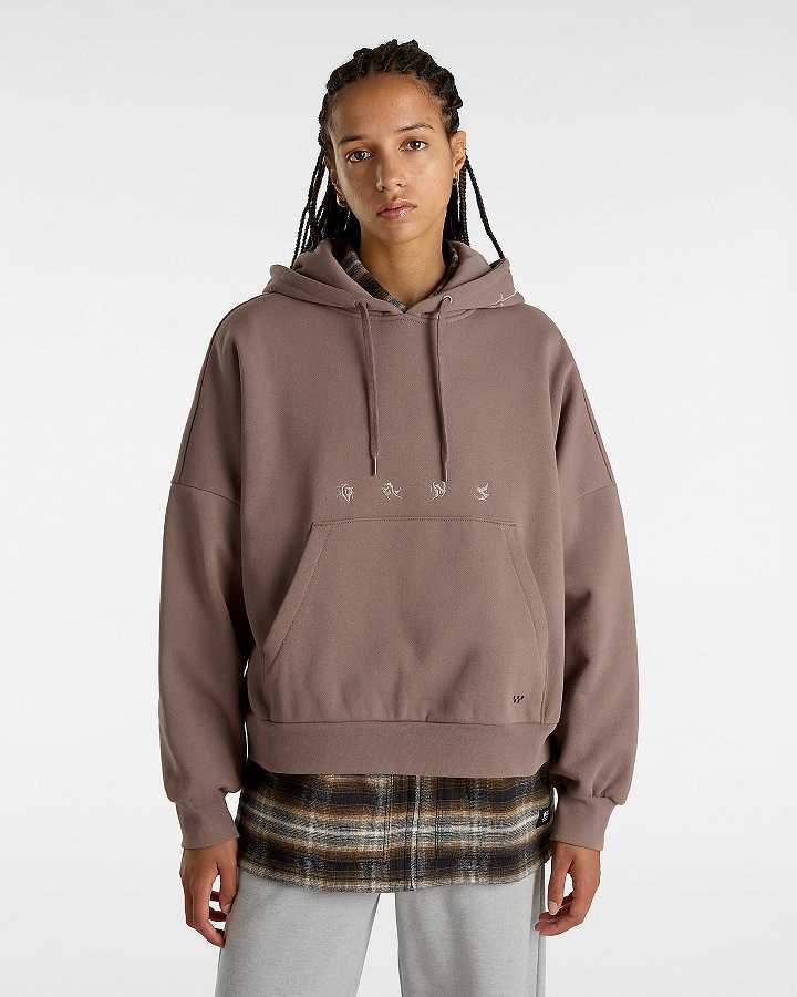 Brown Women Vans Skate Wire Loose Hoodie NZ | VN1935784