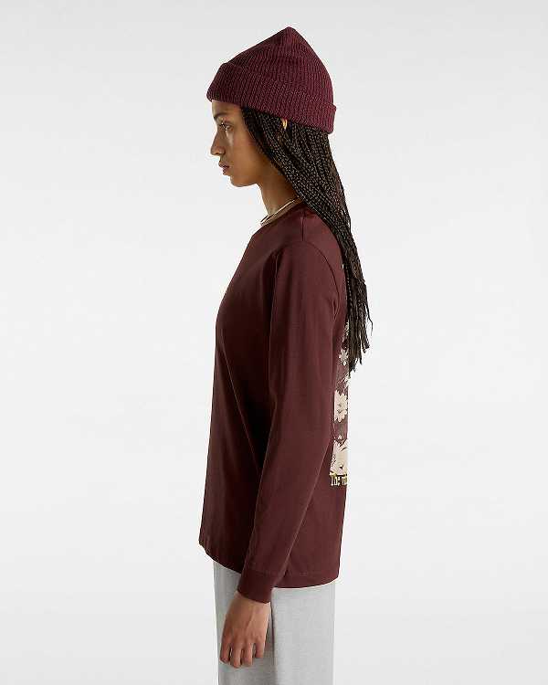 Brown Women Vans Vitality Fields Long Sleeve T Shirts NZ | VN6972418