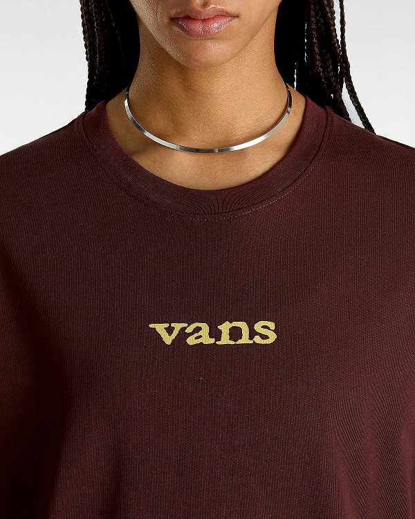 Brown Women Vans Vitality Fields Long Sleeve T Shirts NZ | VN6972418