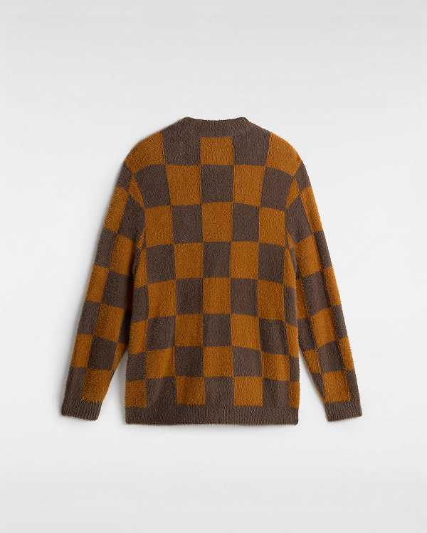 Brown / Orange Men Vans Canfield Checkerboard Cardigan NZ | VN2759043