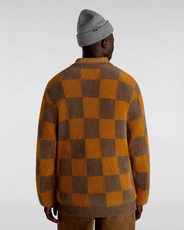 Brown / Orange Men Vans Canfield Checkerboard Cardigan NZ | VN2759043