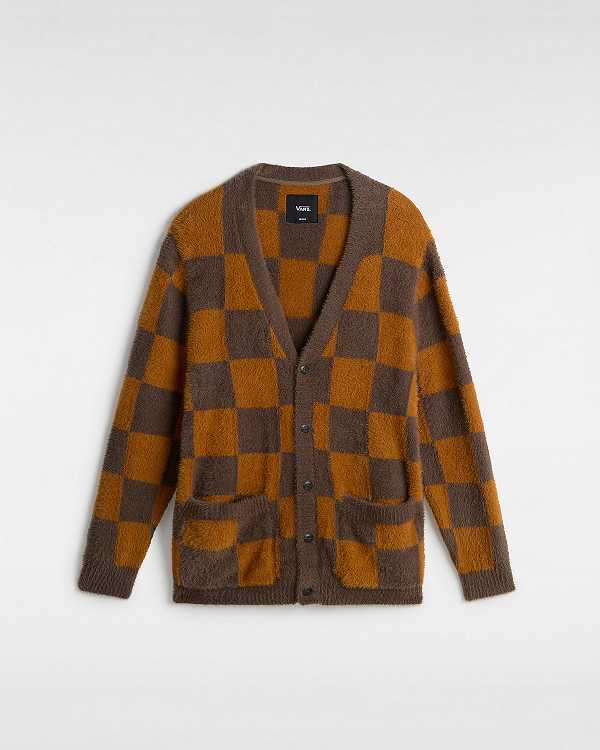 Brown / Orange Men Vans Canfield Checkerboard Cardigan NZ | VN2759043