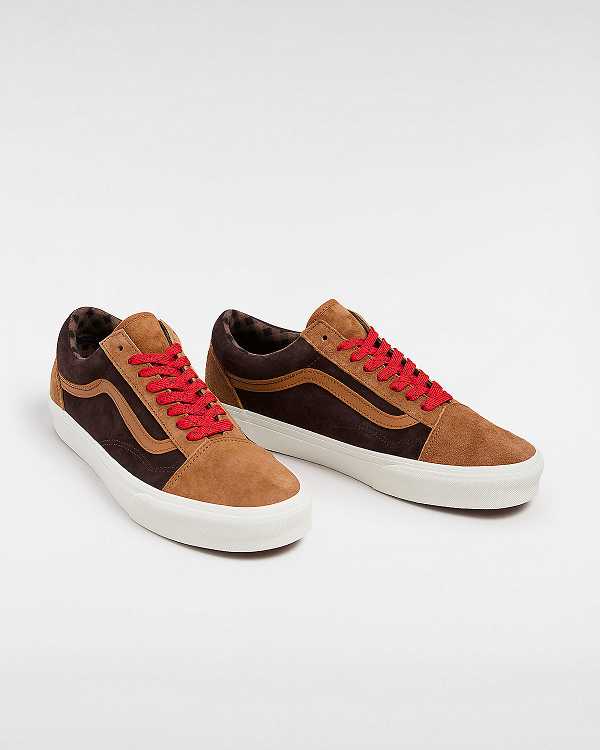 Brown / Orange Men Vans Old Skool Pig Suede Sneakers NZ | VN4150269