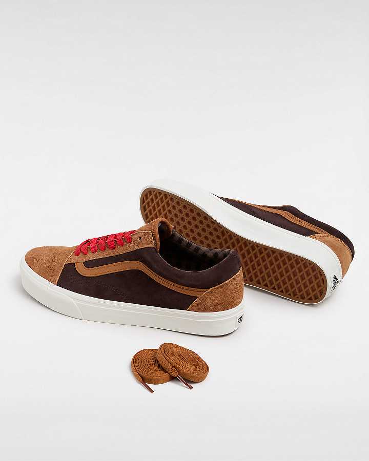 Brown / Orange Men Vans Old Skool Pig Suede Sneakers NZ | VN4150269