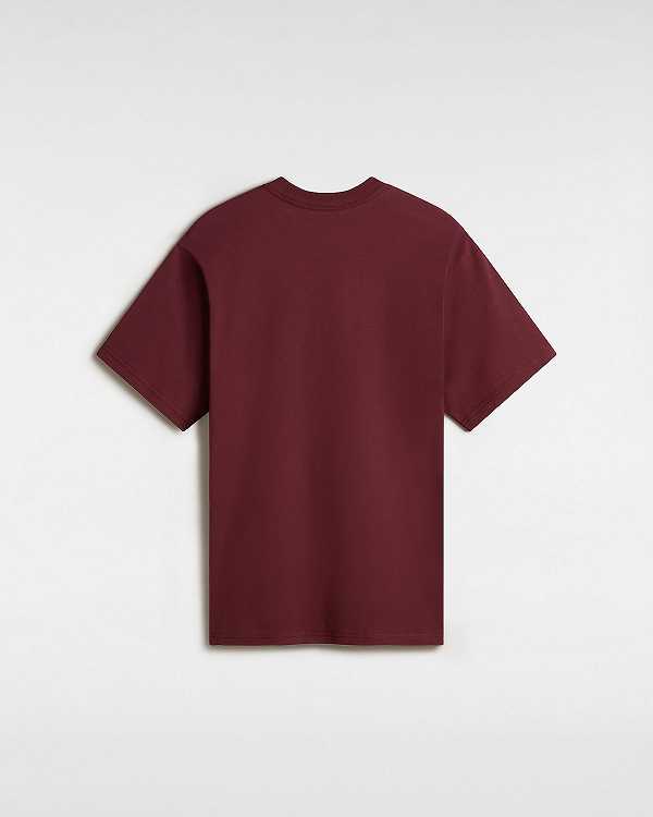 Burgundy Men Vans Essential Loose T Shirts NZ | VN7281906