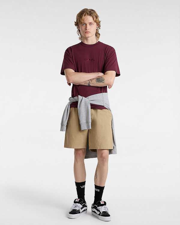 Burgundy Men Vans Essential Loose T Shirts NZ | VN7281906