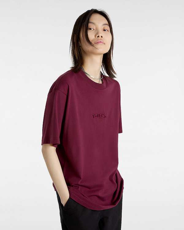 Burgundy Men Vans Essential Loose T Shirts NZ | VN7281906