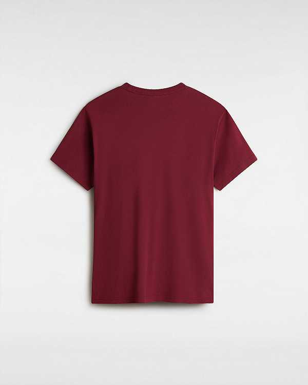 Burgundy Men Vans Left Chest Logo T Shirts NZ | VN1405687