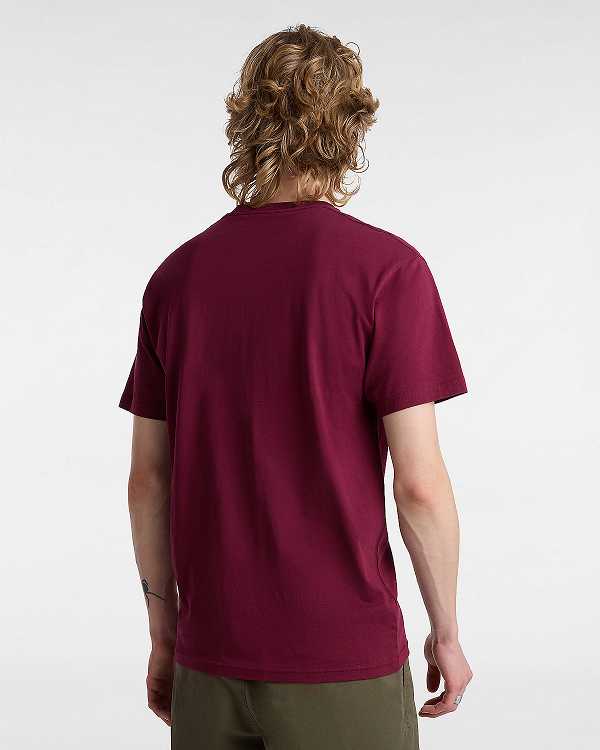 Burgundy Men Vans Left Chest Logo T Shirts NZ | VN1405687