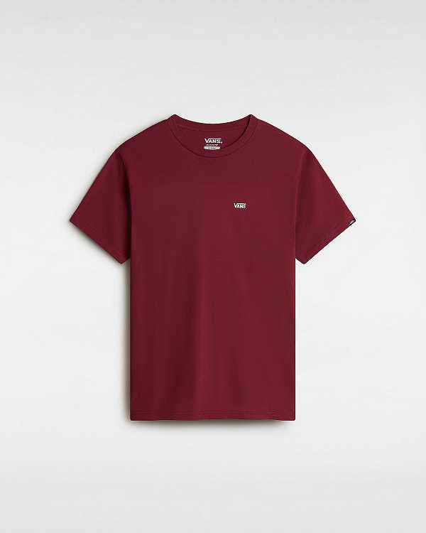 Burgundy Men Vans Left Chest Logo T Shirts NZ | VN1405687