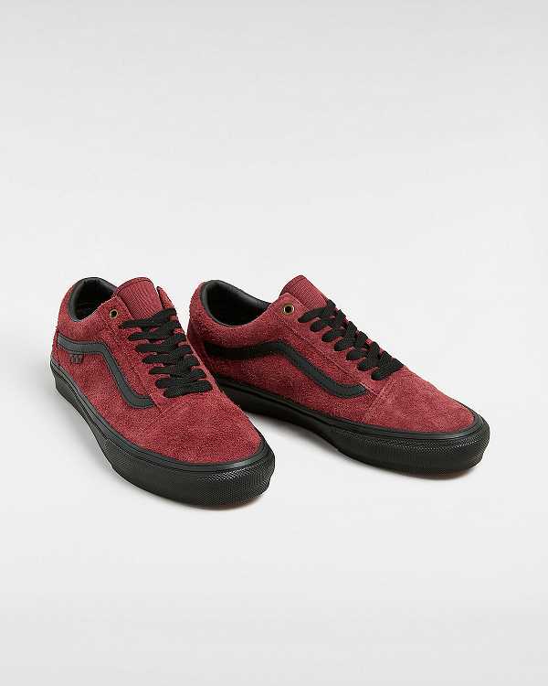 Burgundy Men Vans Old Skool Hairy Suede Skate Shoes NZ | VN5942367