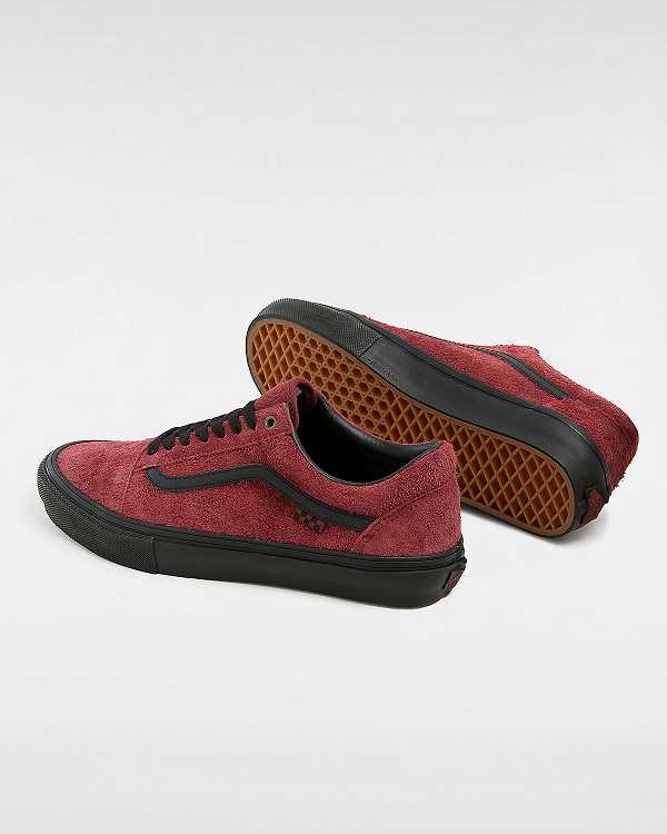 Burgundy Men Vans Old Skool Hairy Suede Skate Shoes NZ | VN5942367