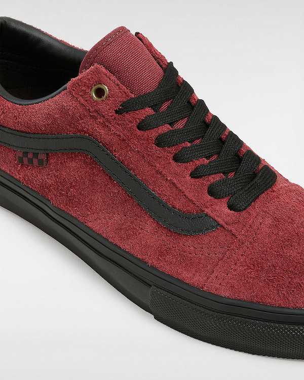 Burgundy Men Vans Old Skool Hairy Suede Skate Shoes NZ | VN5942367