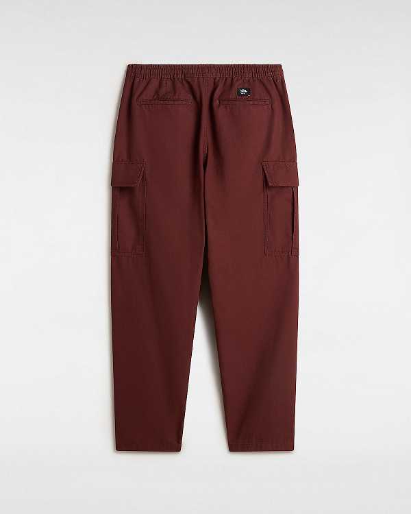 Burgundy Men Vans Range Cargo Baggy Tapered Elastic Pants NZ | VN6915780