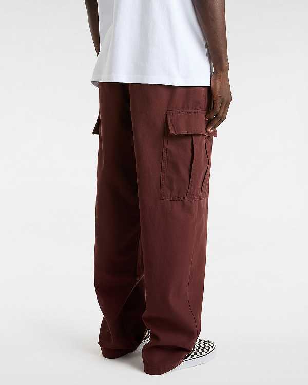 Burgundy Men Vans Range Cargo Baggy Tapered Elastic Pants NZ | VN6915780