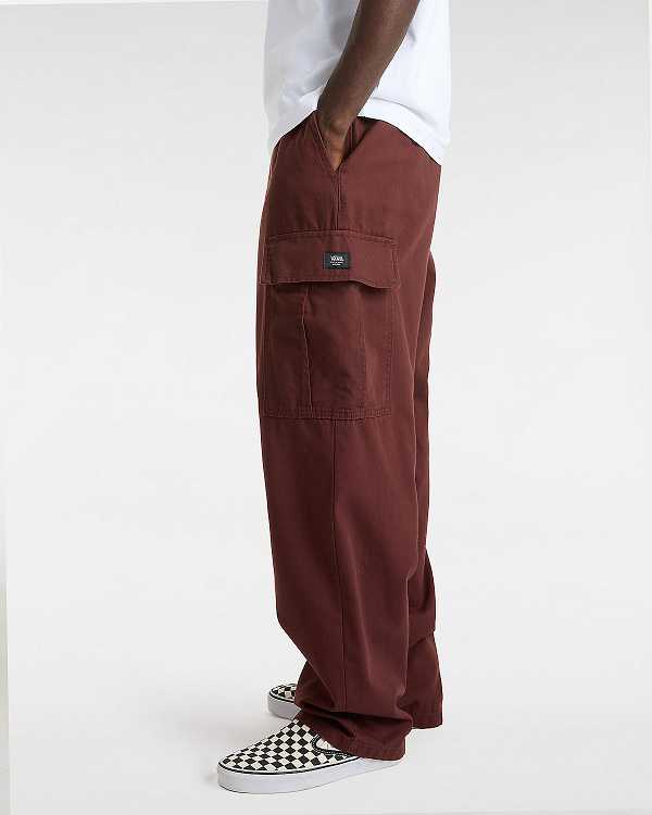 Burgundy Men Vans Range Cargo Baggy Tapered Elastic Pants NZ | VN6915780