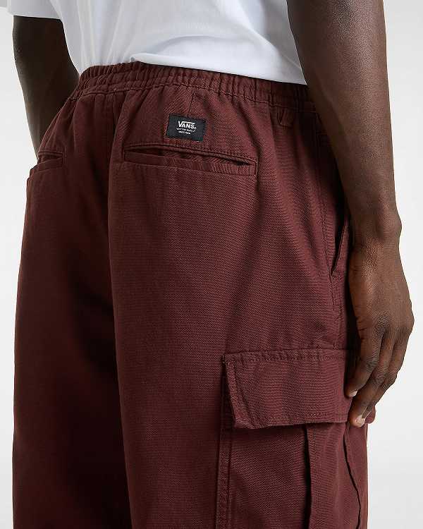 Burgundy Men Vans Range Cargo Baggy Tapered Elastic Pants NZ | VN6915780