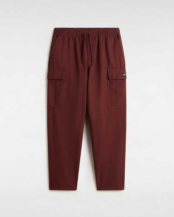 Burgundy Men Vans Range Cargo Baggy Tapered Elastic Pants NZ | VN6915780