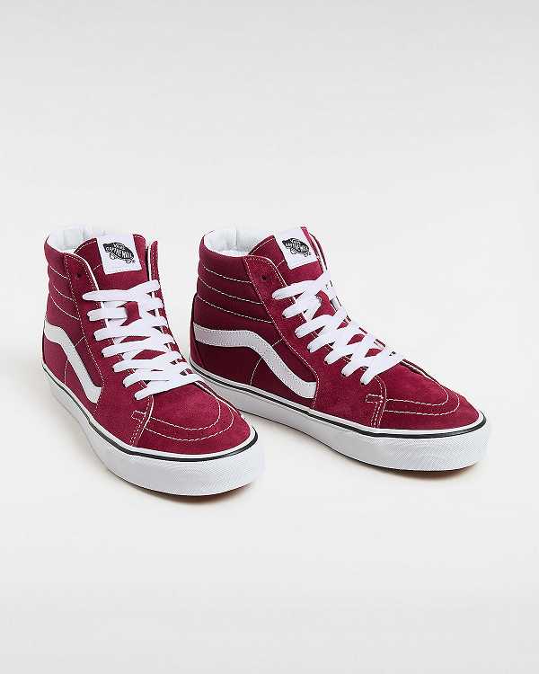 Burgundy Men Vans Sk8-Hi Skate Shoes NZ | VN9075142