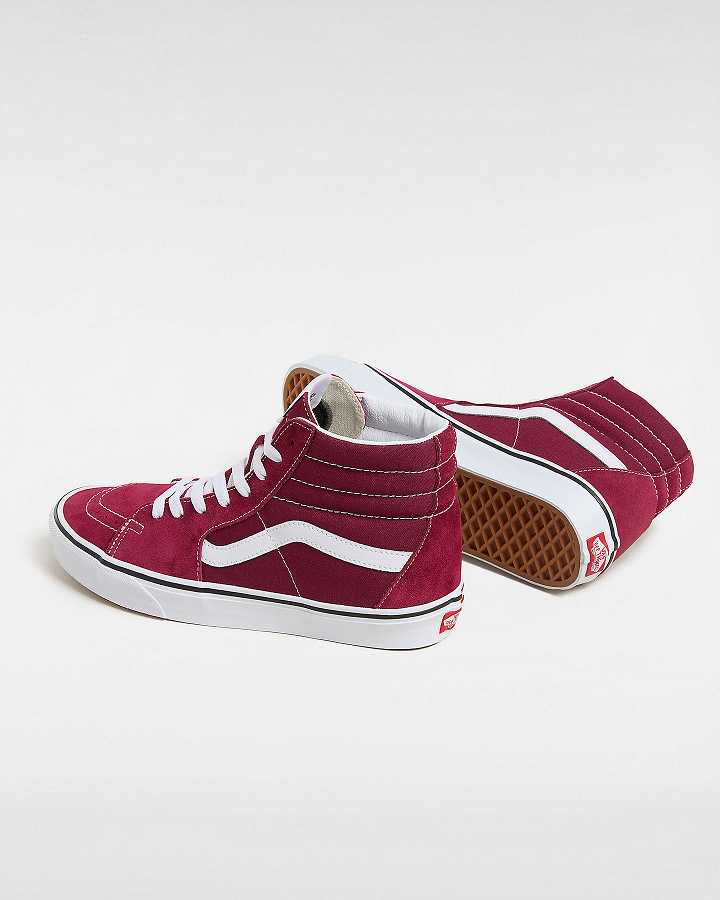 Burgundy Men Vans Sk8-Hi Skate Shoes NZ | VN9075142