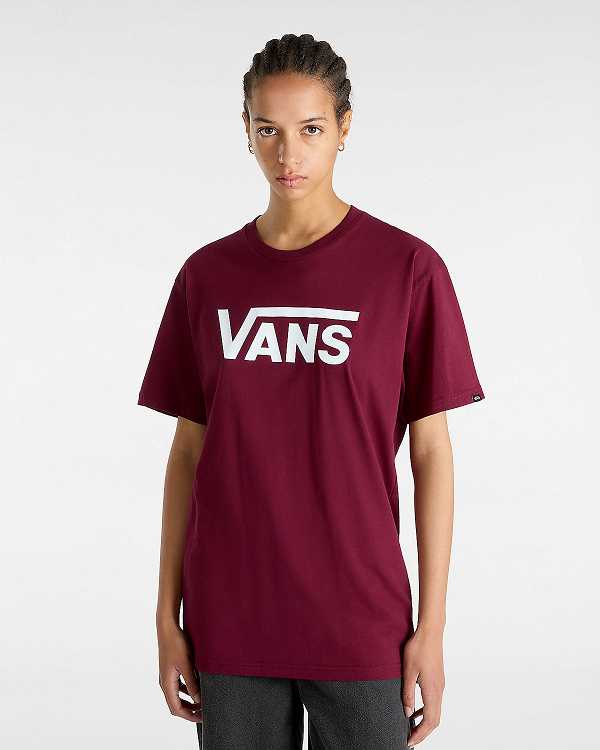 Burgundy Women Vans Classic T Shirts NZ | VN7296031