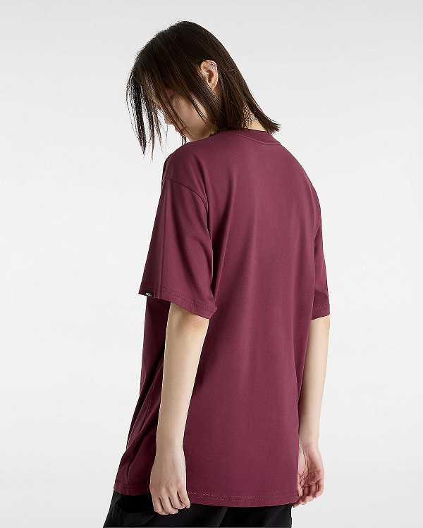 Burgundy Women Vans Essential Loose T Shirts NZ | VN9184320