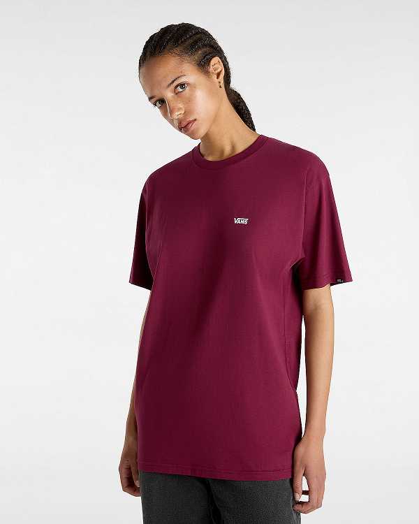 Burgundy Women Vans Left Chest Logo T Shirts NZ | VN0527436