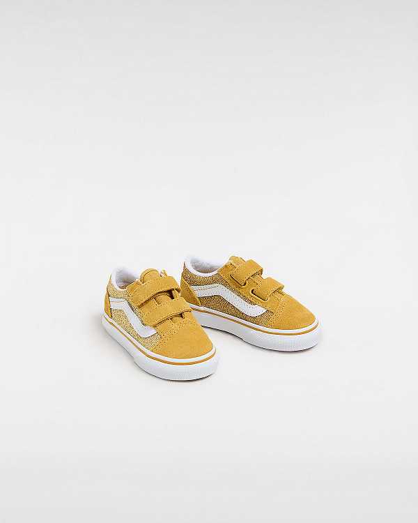 Gold Kids' Vans Old Skool Glitter (1-4 Years) Sneakers NZ | VN3642850