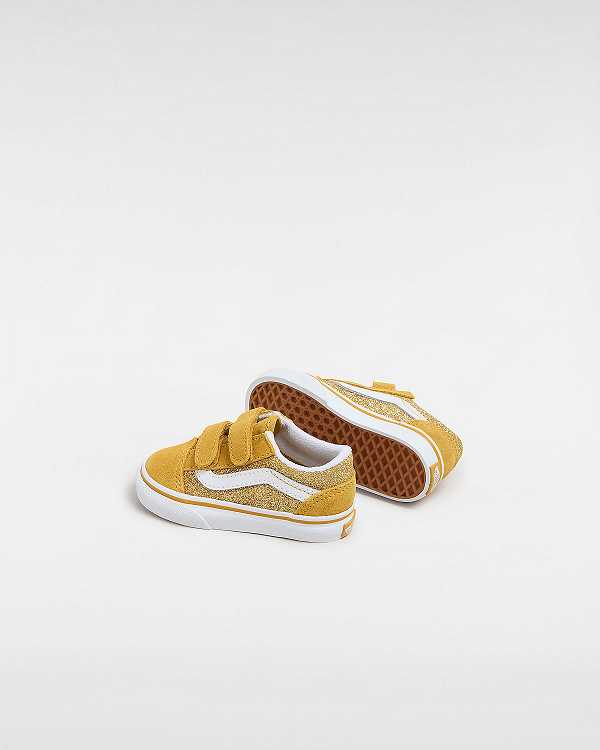 Gold Kids' Vans Old Skool Glitter (1-4 Years) Sneakers NZ | VN3642850