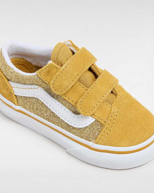 Gold Kids' Vans Old Skool Glitter (1-4 Years) Sneakers NZ | VN3642850