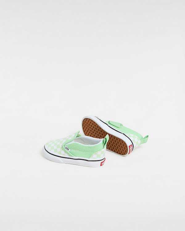 Green Kids' Vans Checkerboard (1-4 years) Slip On Shoes NZ | VN0934851