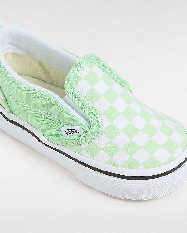 Green Kids' Vans Checkerboard (1-4 years) Slip On Shoes NZ | VN0934851