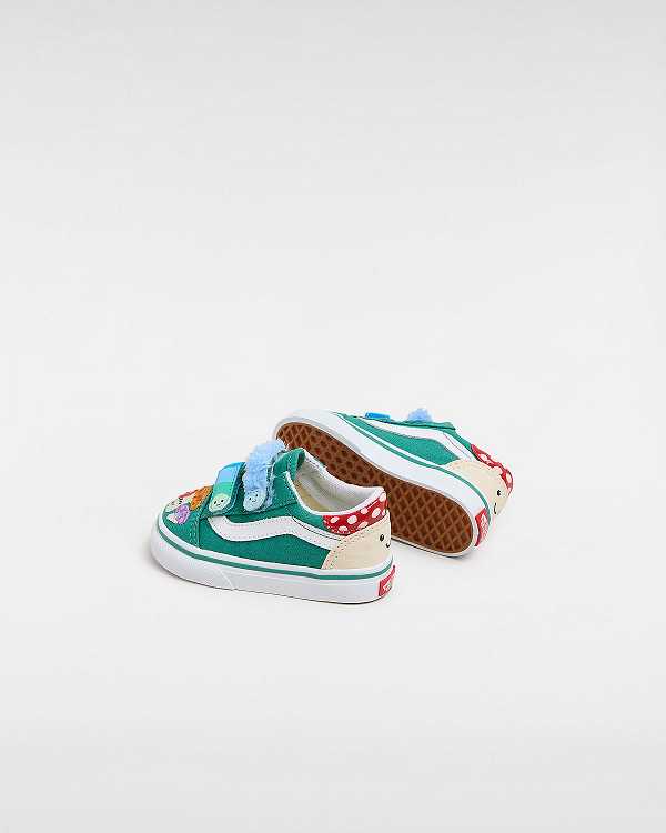 Green Kids' Vans Old Skool Hook And Loop (1-4 Years) Sneakers NZ | VN1205396