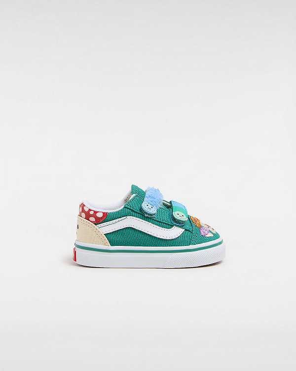 Green Kids\' Vans Old Skool Hook And Loop (1-4 Years) Sneakers NZ | VN1205396